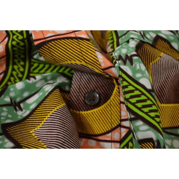 Vintage Handmade Loud Pattern Button Shirt Island Tiki Scale Geometric BIG TALL - Picture 8 of 10